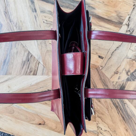 Franklin Covey Red Genuine Leather Business Organizer Tote Laptop Bag #31934.577 - Picture 10 of 15